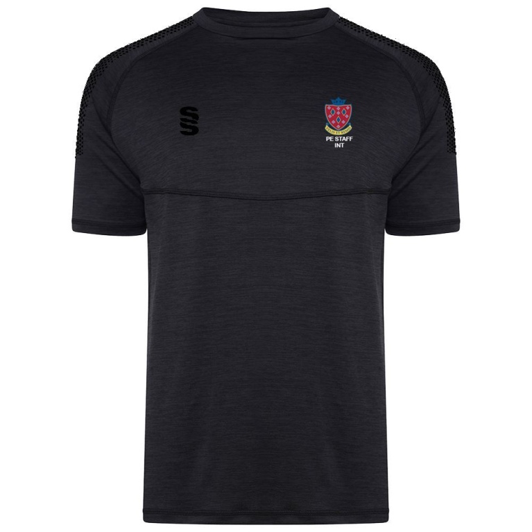 STOCKPORT SCHOOL PE Staff Dual Gym T-shirt : Black Melange