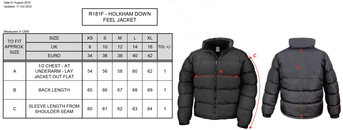 STOCKPORT SCHOOL PE Staff Women's Holkham Down Feel Jacket : Black - Size Guide