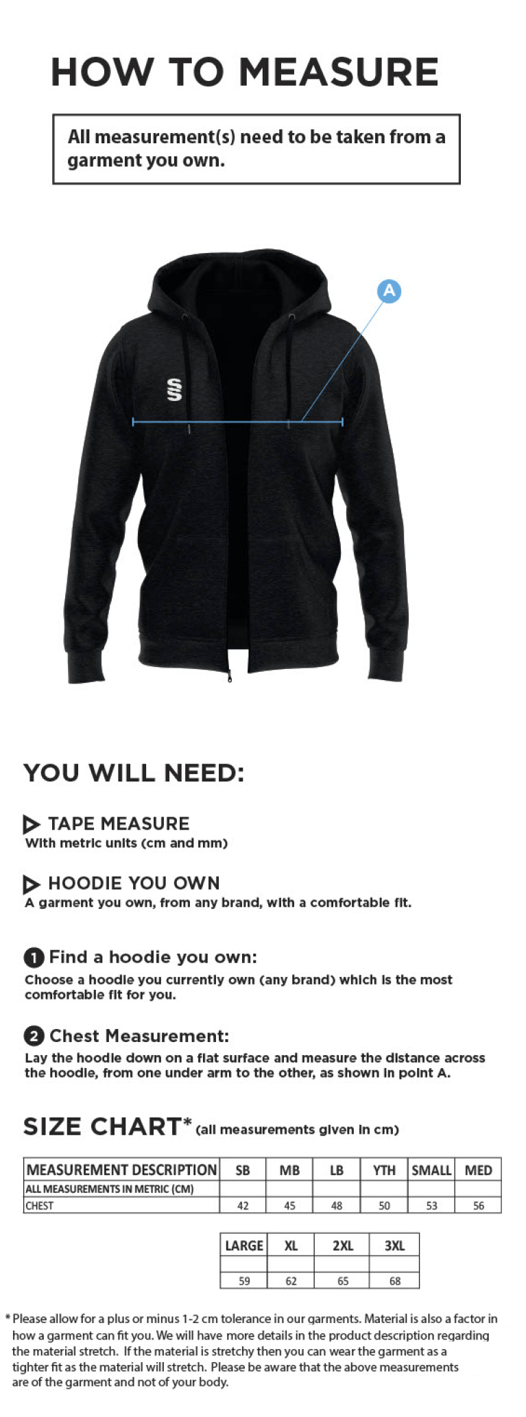 STOCKPORT SCHOOL PE Staff Dual Full Zip Hoody : Black - Size Guide
