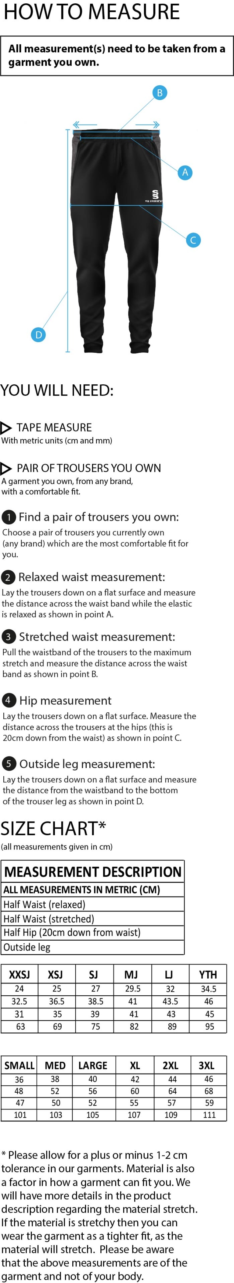 STOCKPORT School GCSE Sport Dual Skinny Pant - Size Guide