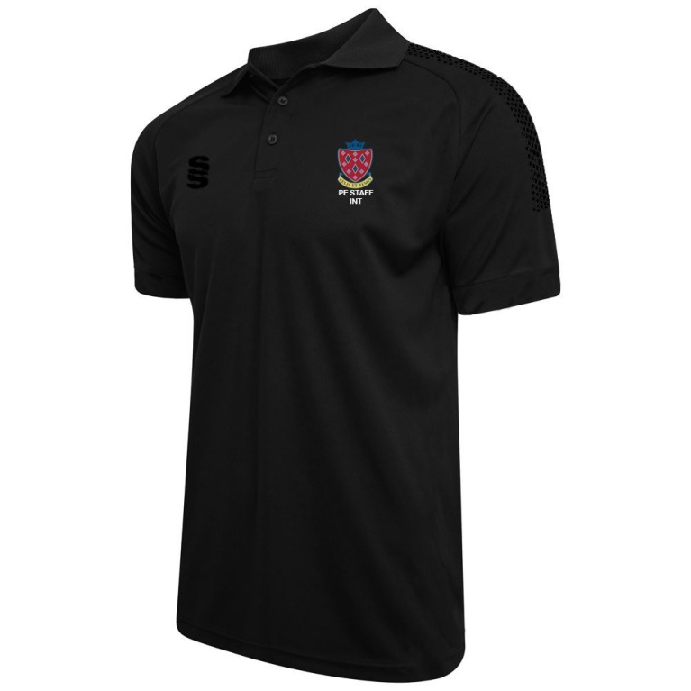 STOCKPORT SCHOOL PE Staff Dual Solid Polo Shirt - Black