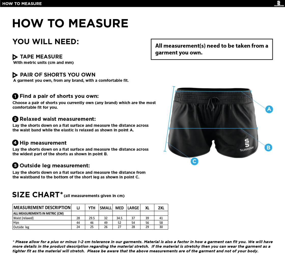 STOCKPORT School GCSE Sport Girl's Dual Active Short - Size Guide