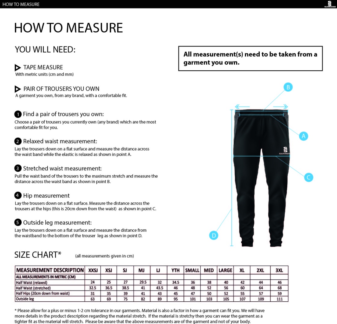 STOCKPORT School GCSE Sport Dual Skinny Pant - Size Guide