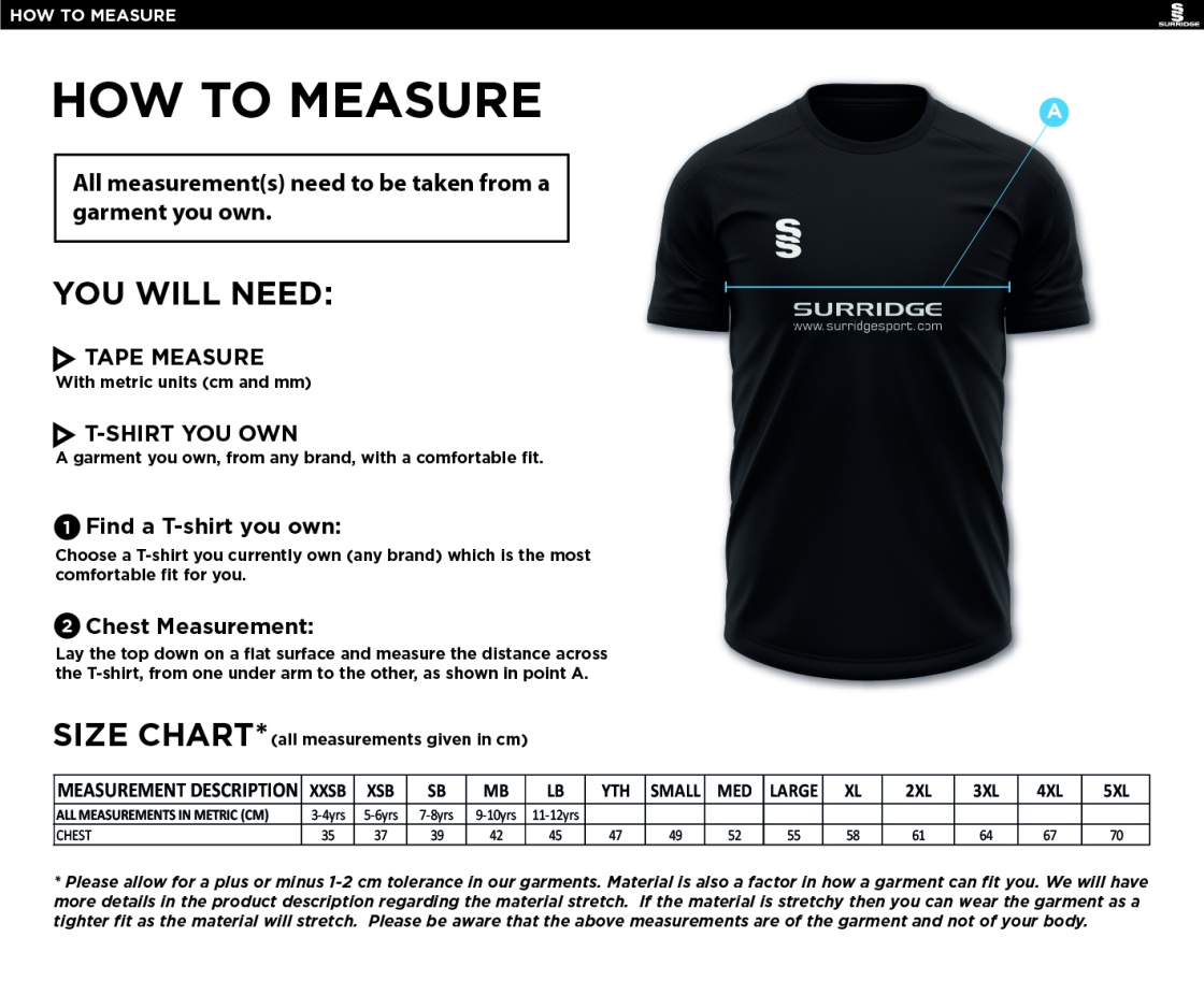 STOCKPORT School GCSE Sport Games Shirt: Black - Size Guide